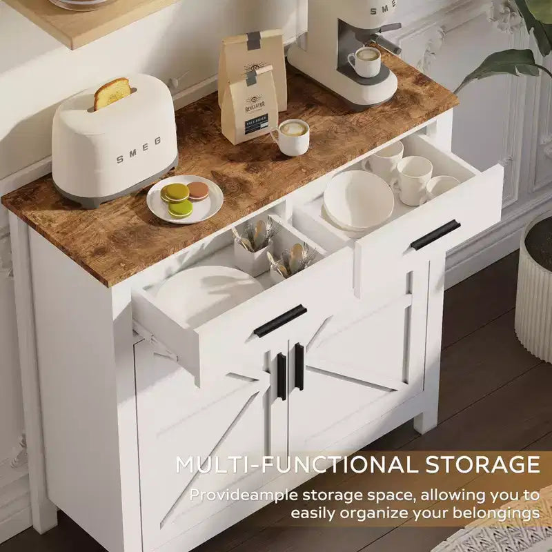 Buffet de style campagnard avec deux portes et deux tiroirs