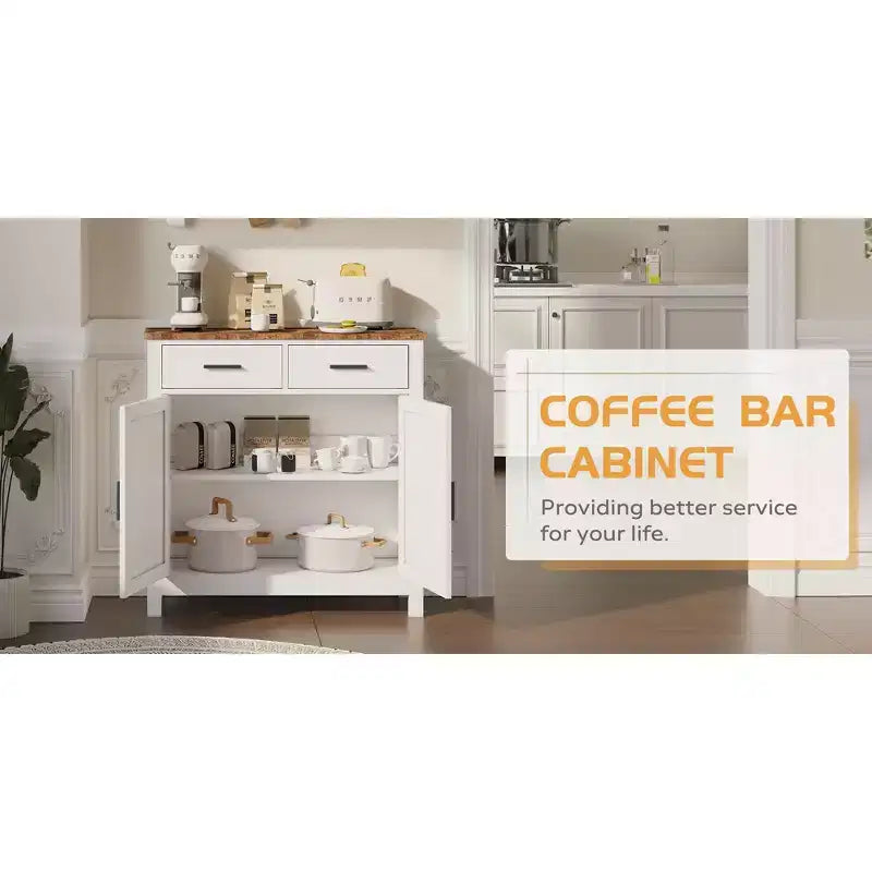 Buffet de style campagnard avec deux portes et deux tiroirs