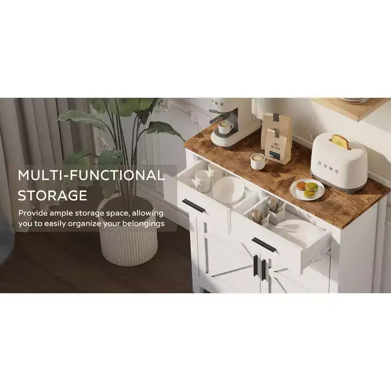 Buffet de style campagnard avec deux portes et deux tiroirs