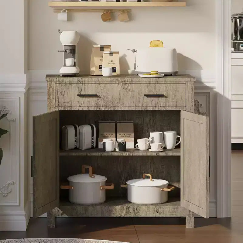 Buffet de style campagnard avec deux portes et deux tiroirs