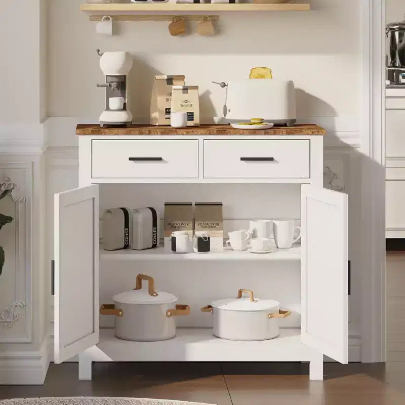 Buffet de style campagnard avec deux portes et deux tiroirs