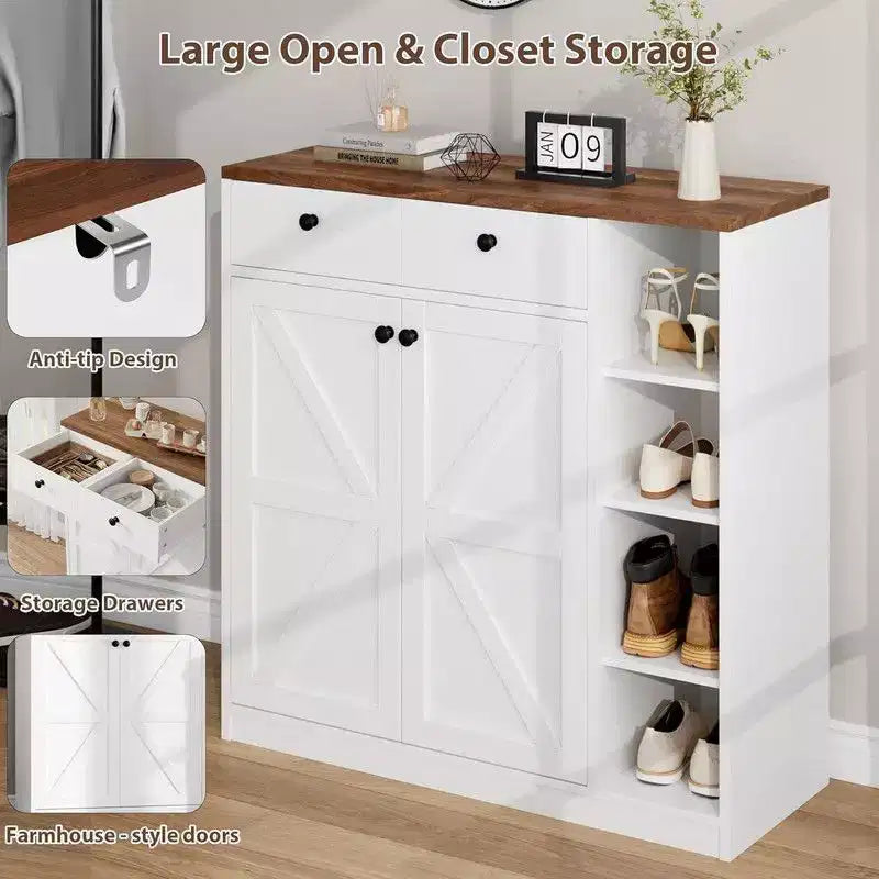 Meuble à chaussures avec portes et tiroirs