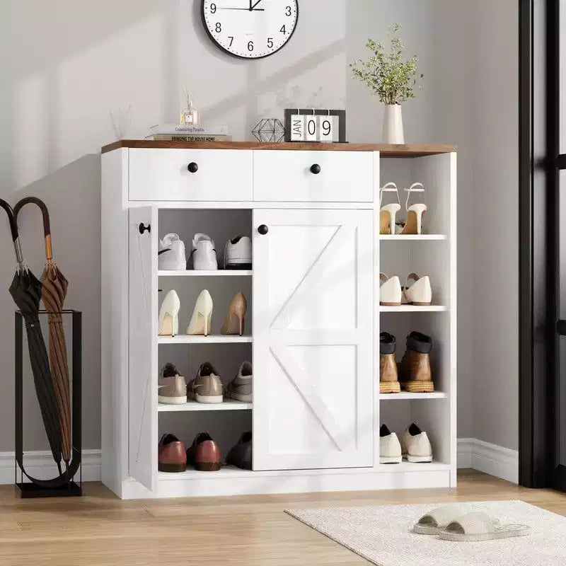 Meuble à chaussures avec portes et tiroirs