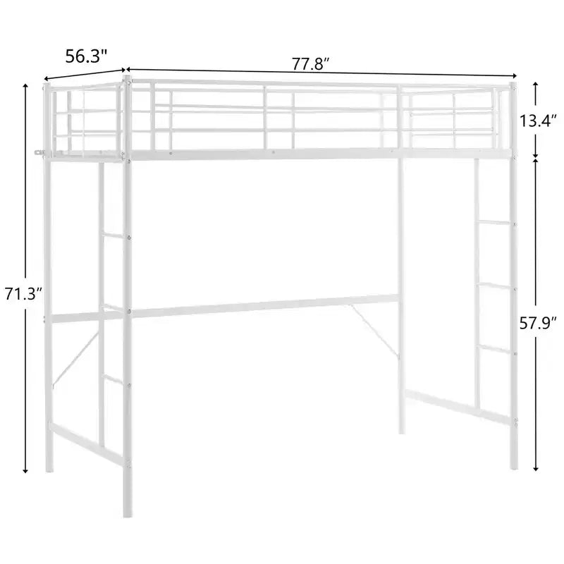Lit mezzanine pleine grandeur avec escalier, lit mezzanine simple en métal