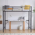 Karl Home Full Loft Bed with Stairs Metal Single Loft Bunk Bed with Safety Guard Rails and 2 Side Ladder No Spring Box Need