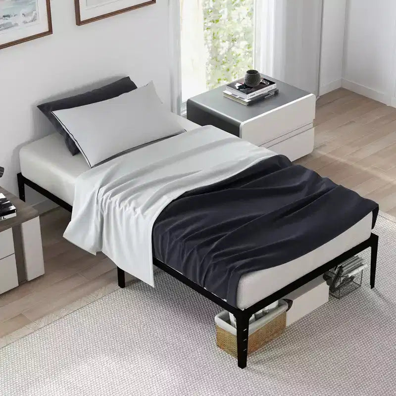 6/12.6 Inch Twin/Full/Queen Size Bed Frame Heavy Duty Metal Platform Bed Frame with Durable Iron Slat Support and Legs