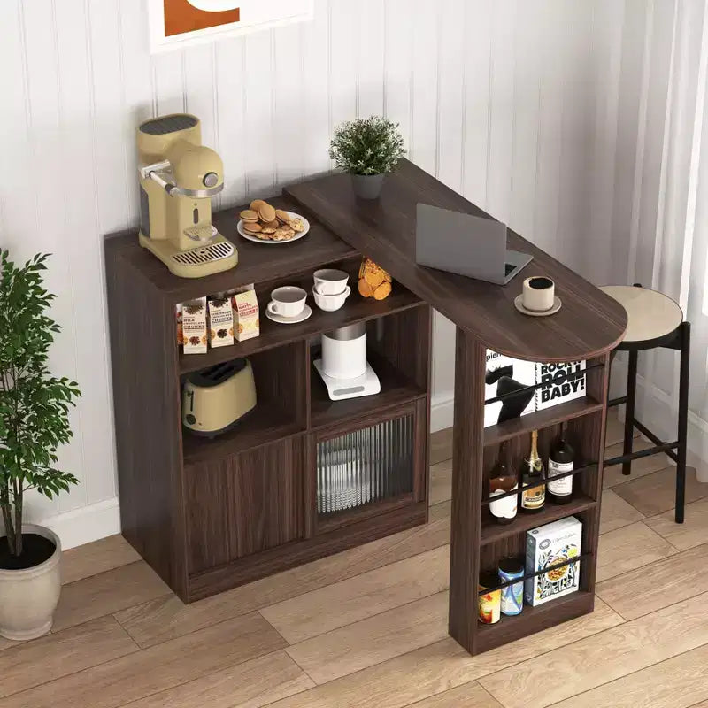 Table à manger de style comptoir de bar et meuble avec espace de rangement