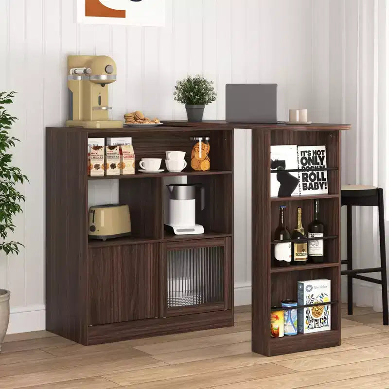 Table à manger de style comptoir de bar et meuble avec espace de rangement