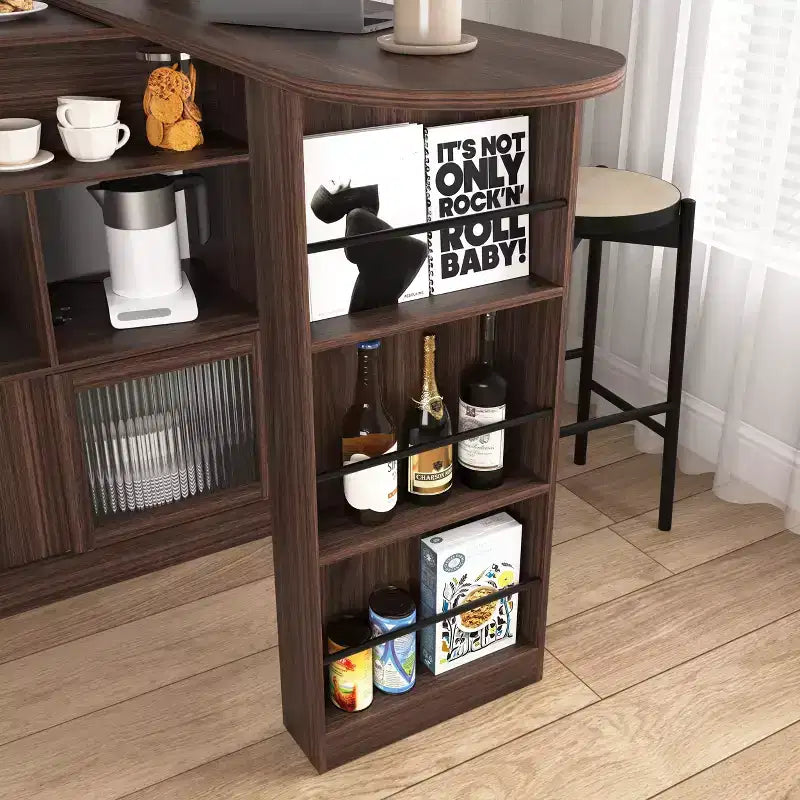 Table à manger de style comptoir de bar et meuble avec espace de rangement