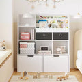 Kids Storage Cabinet Wood Bookcase with 4 Drawer Storage Bookshelf Toddler Storage Box Organizer for Bedroom Playroom Kids Room