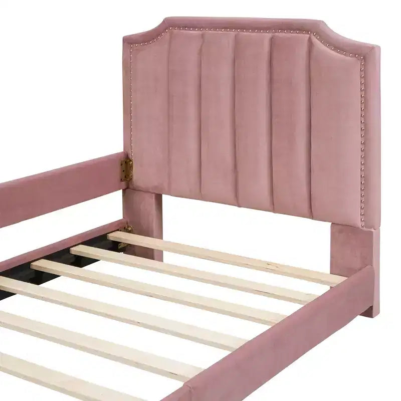 Canapé-lit double en velours avec tête de lit rayée classique
