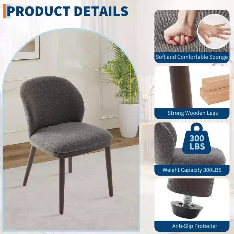 Siège rembourré, pieds en bois, design ergonomique