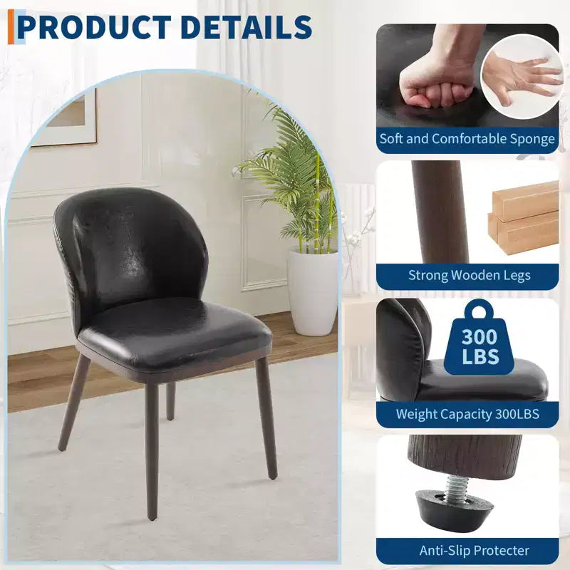 Siège rembourré, pieds en bois, design ergonomique