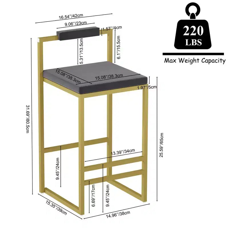 Tabourets de bar en velours, hauteur de bar de cuisine moderne