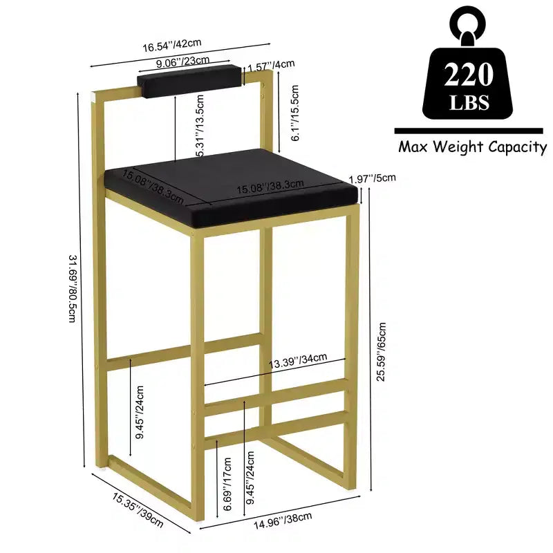 Tabourets de bar en velours, hauteur de bar de cuisine moderne