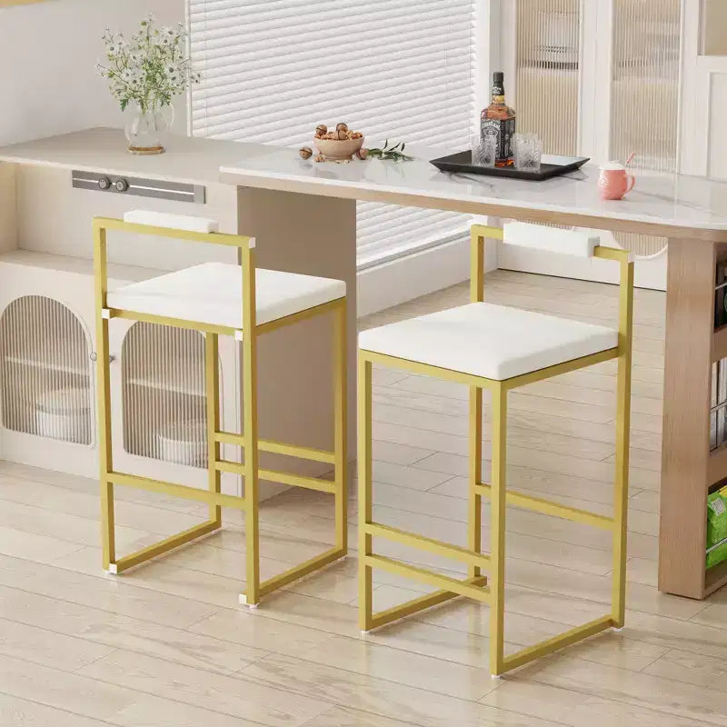 Okak Upholstered Velvet Bar Stools Set of 2 Modern Kitchen Counter Height Stools with Square Seat for Kitchen Island Dining Room