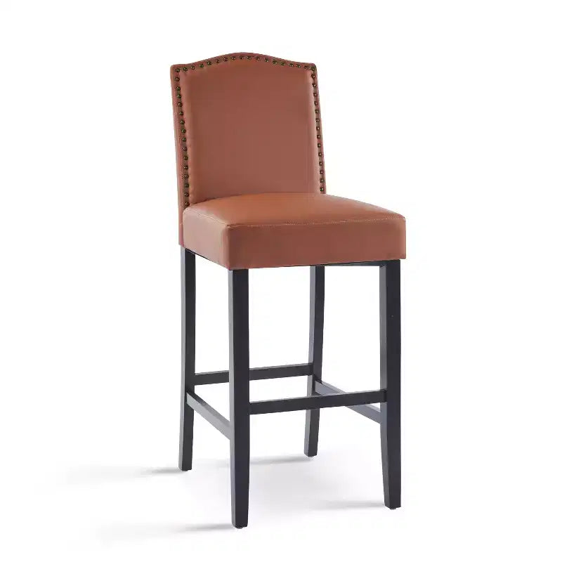 Tabouret de bar moderne et minimaliste avec dossier en bois d'hévéa