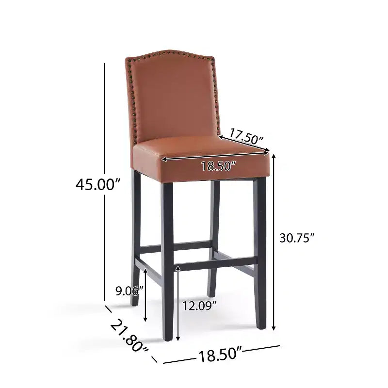 Tabouret de bar moderne et minimaliste avec dossier en bois d'hévéa