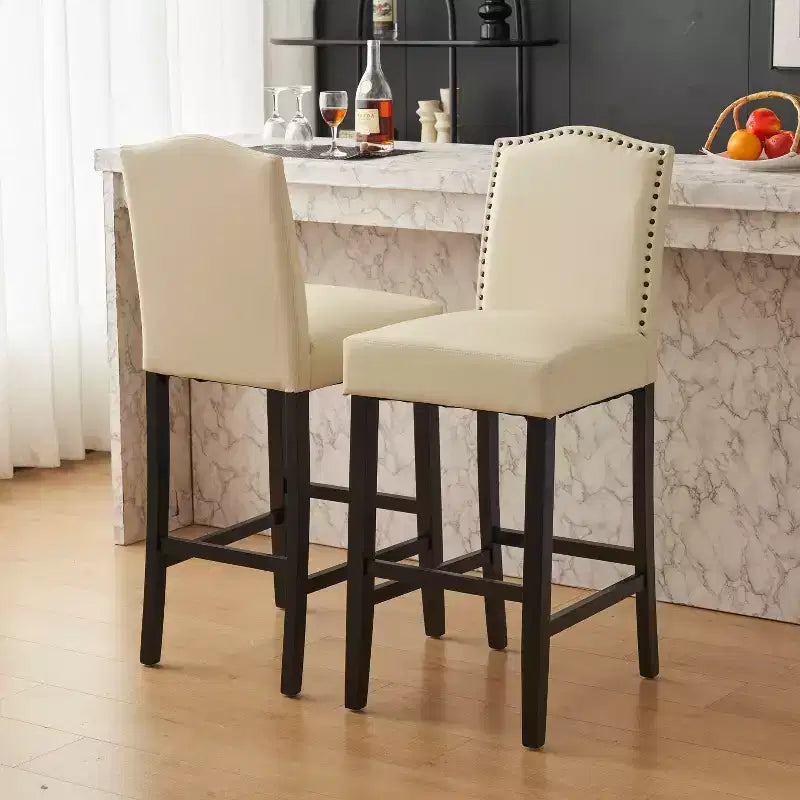 Tabouret de bar moderne et minimaliste avec dossier en bois d'hévéa