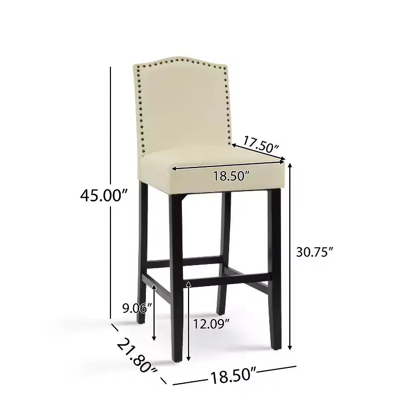 Tabouret de bar moderne et minimaliste avec dossier en bois d'hévéa