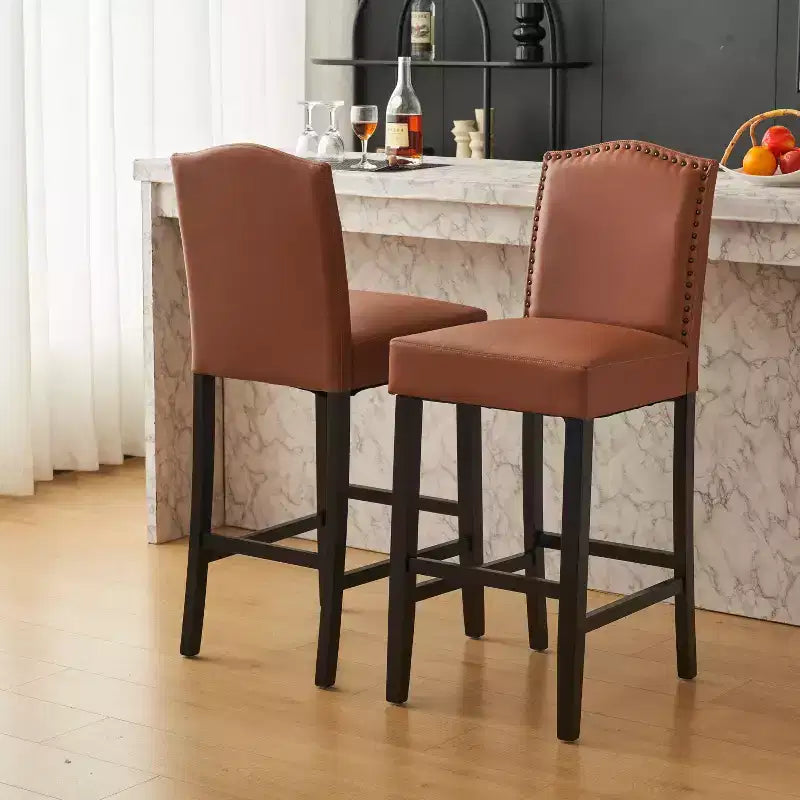 Tabouret de bar moderne et minimaliste avec dossier en bois d'hévéa