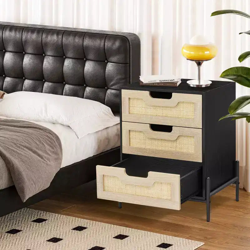 Table de chevet en osier, style ferme moderne