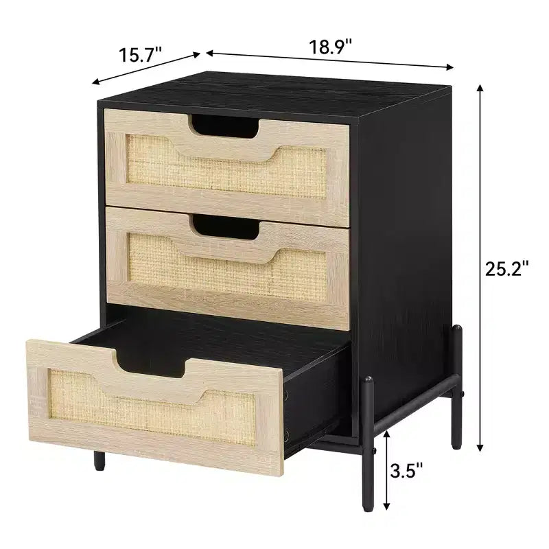 Table de chevet en osier, style ferme moderne