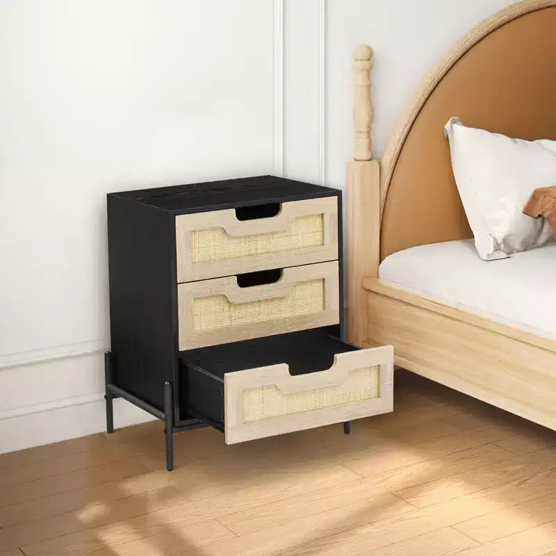Table de chevet en osier, style ferme moderne