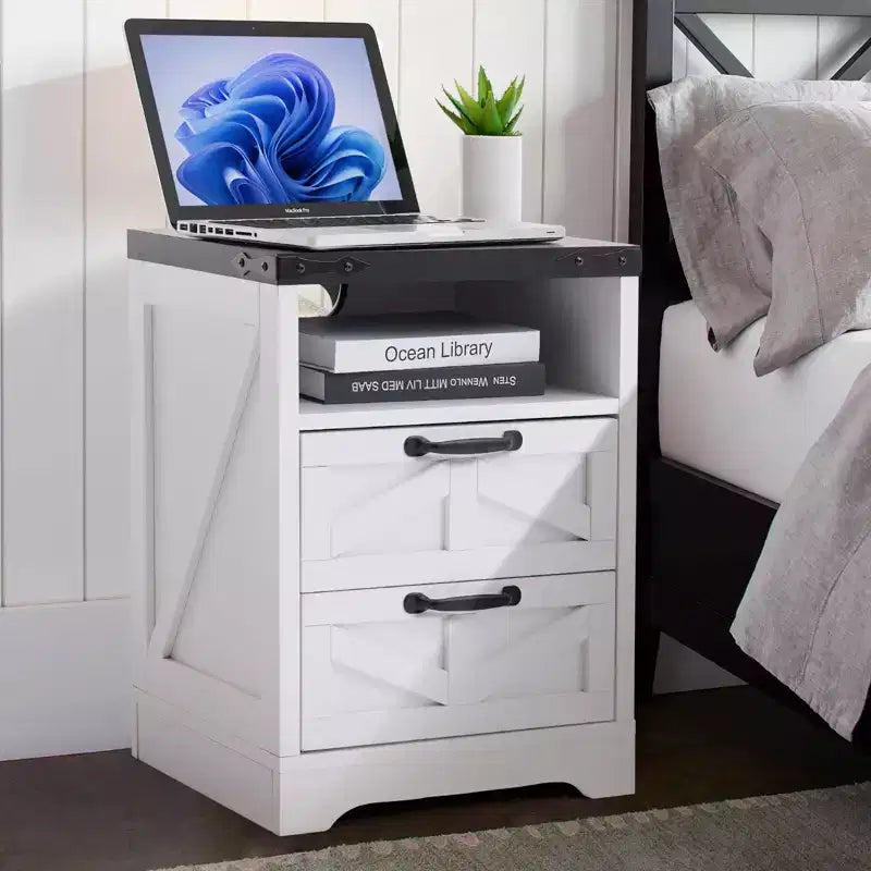 Table de chevet de style ferme - Table de chevet blanche