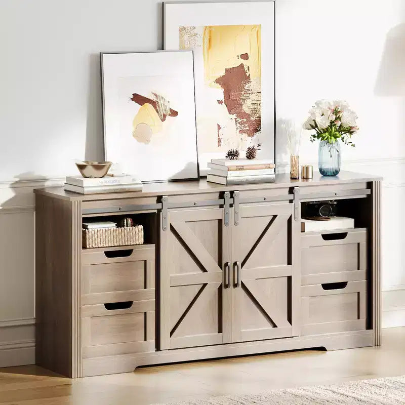 Meuble TV de style ferme avec 4 tiroirs