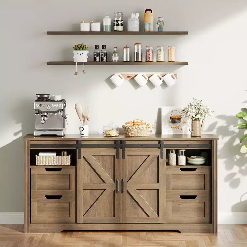 Meuble TV de style ferme avec 4 tiroirs