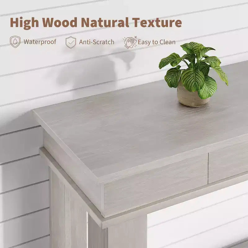 Console 2 tiroirs avec étagère inférieure, table d'appoint moderne à 2 niveaux