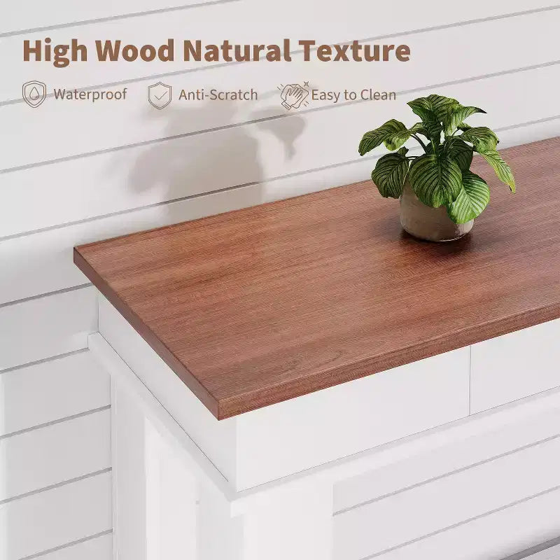 Console 2 tiroirs avec étagère inférieure, table d'appoint moderne à 2 niveaux