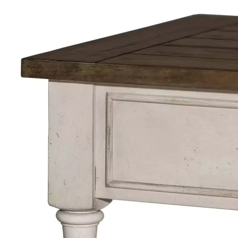 Bout de canapé blanc antique avec accents tabac brossé