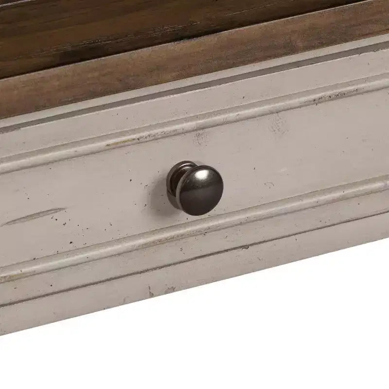 Bout de canapé blanc antique avec accents tabac brossé