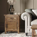 Table d'appoint rustique en bois avec rangement