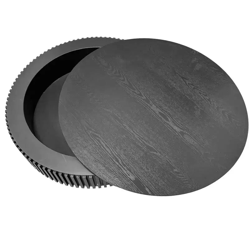 Table basse encastrable rétro ronde/ovale avec rangement dissimulé