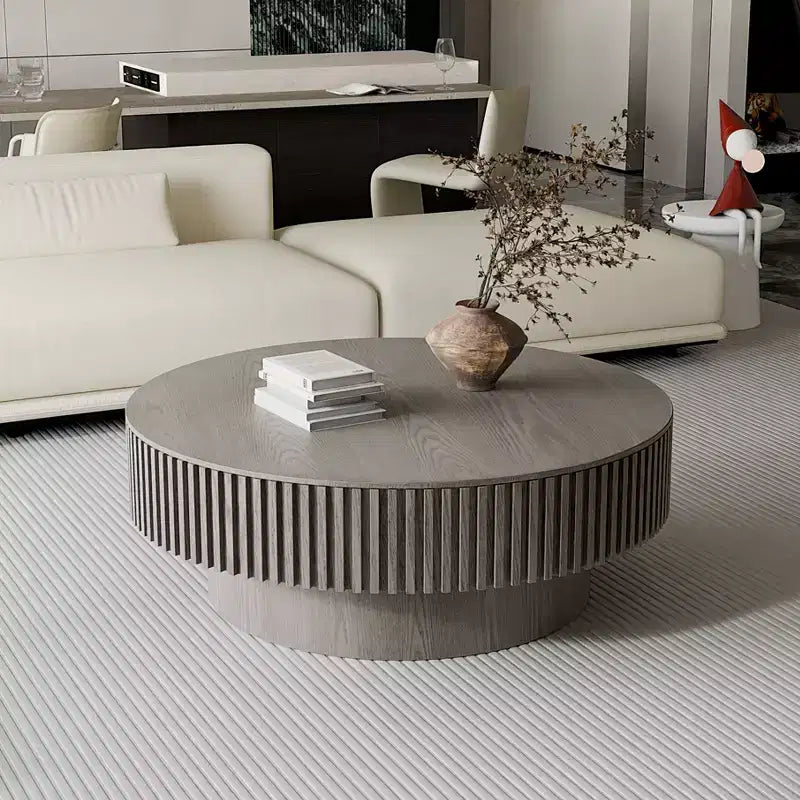 Table basse encastrable rétro ronde/ovale avec rangement dissimulé