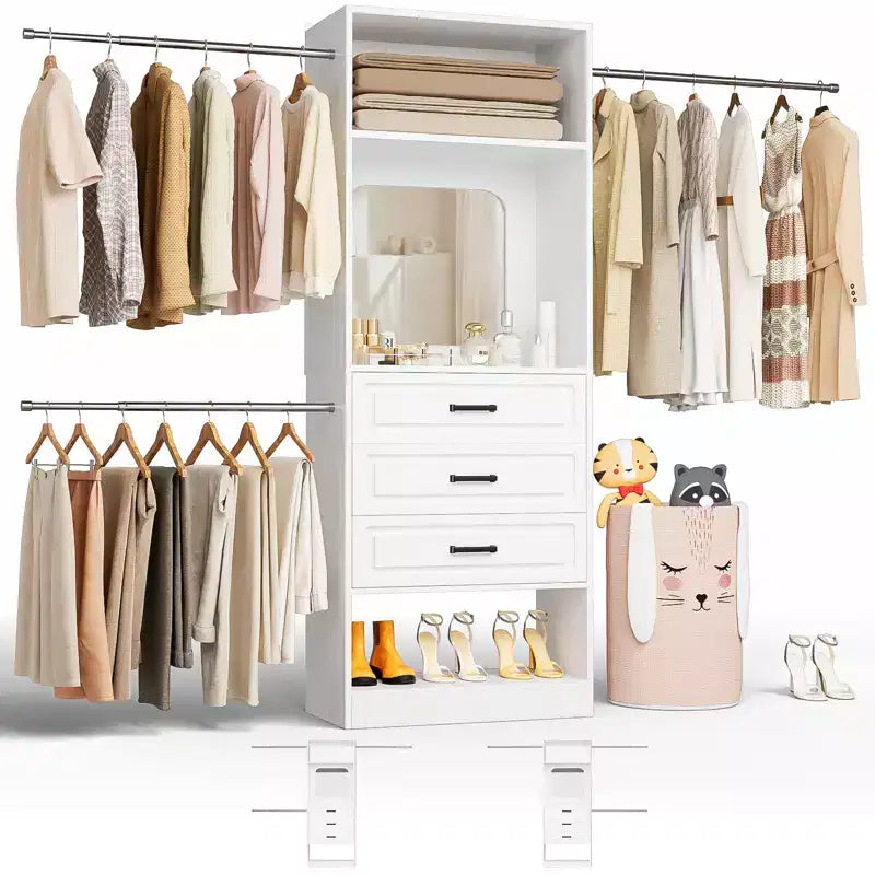 Système de dressing autonome avec tringles et miroir