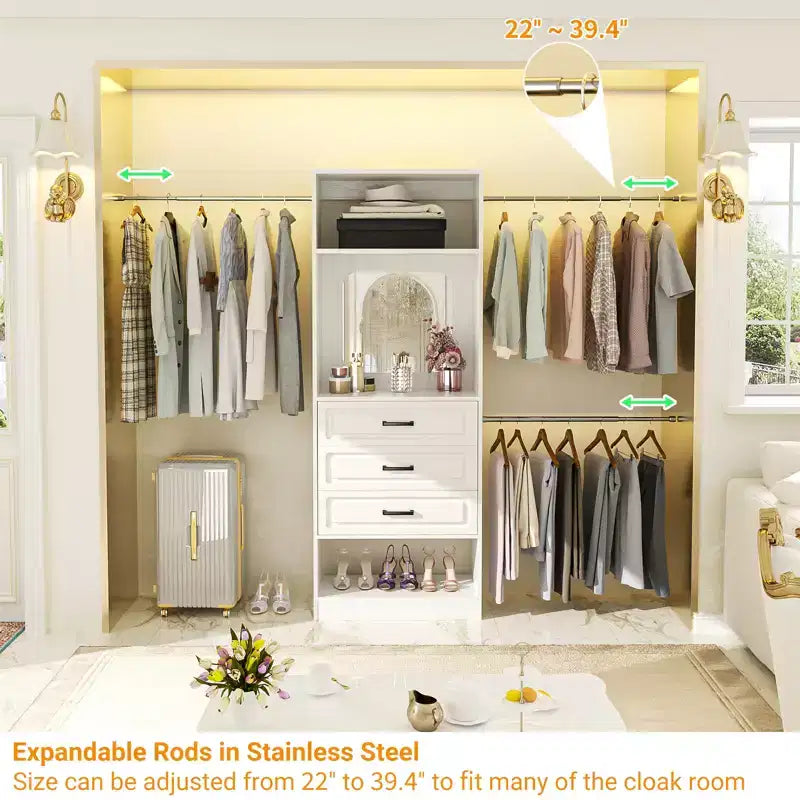 Système de dressing autonome avec tringles et miroir