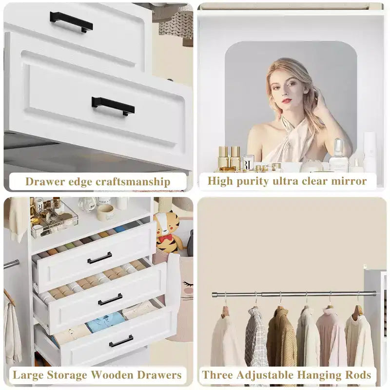 Système de dressing autonome avec tringles et miroir