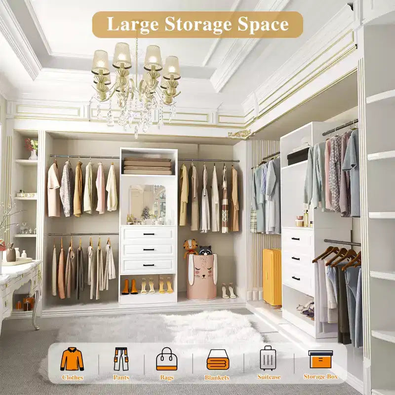 Système de dressing autonome avec tringles et miroir
