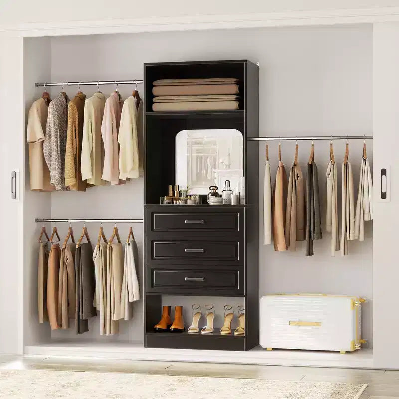 Système de dressing autonome avec tringles et miroir
