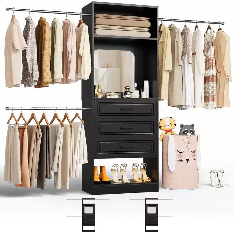 Système de dressing autonome avec tringles et miroir