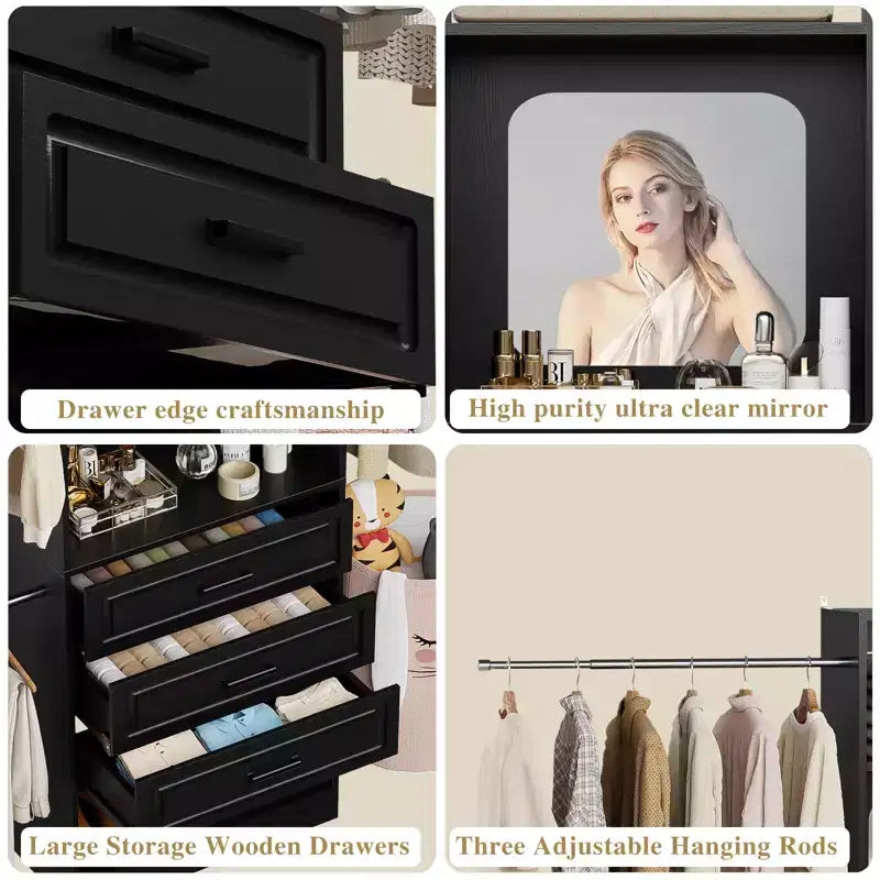 Système de dressing autonome avec tringles et miroir