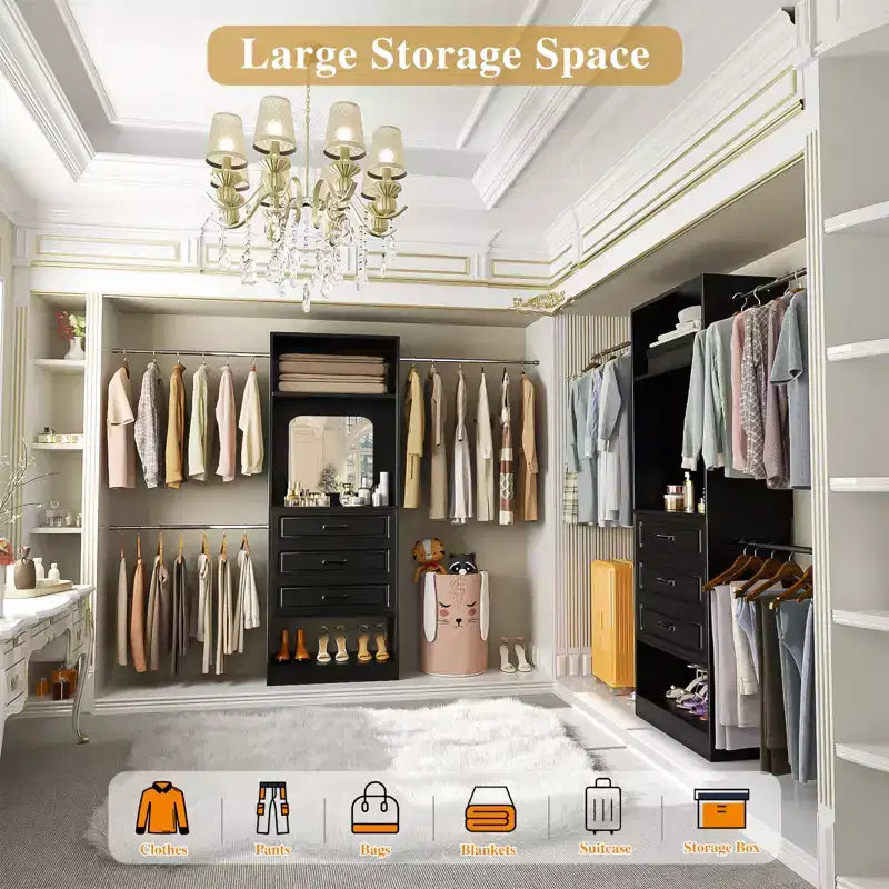 Système de dressing autonome avec tringles et miroir