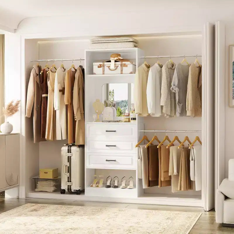 Système de dressing autonome avec tringles et miroir
