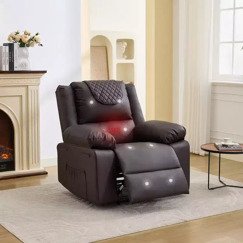 Fauteuil inclinable massant et chauffant pour adulte, inclinaison manuelle à 135°