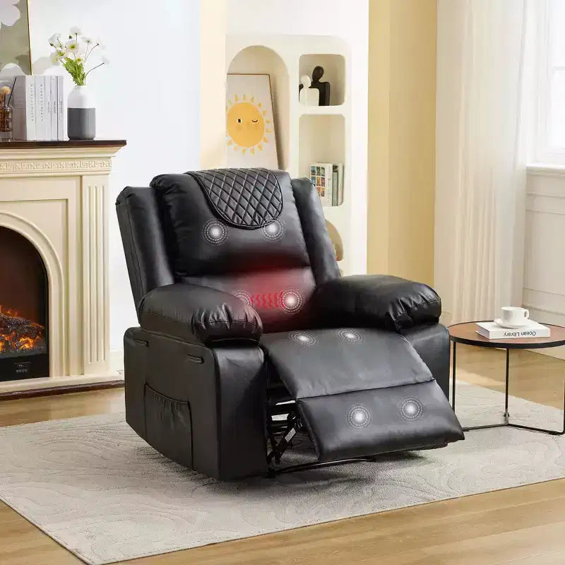 Fauteuil inclinable massant et chauffant pour adulte, inclinaison manuelle à 135°