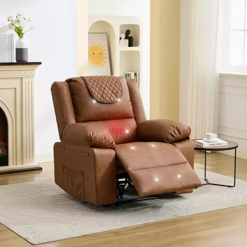 Fauteuil inclinable massant et chauffant pour adulte, inclinaison manuelle à 135°